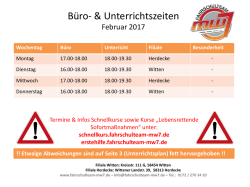 Unterrichtsplan Februar 2017