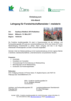 Info-Abend - Forstliche Ausbildungsst&auml;tte Ort