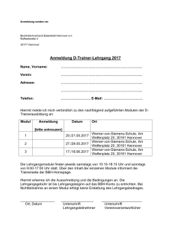 Anmeldeformular D-Trainer 2017 - Bezirksfachverband Basketball