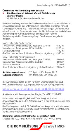 Ausschreibung Nr. KSG-I_004_2017