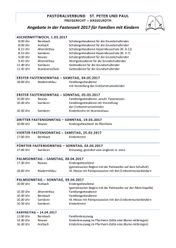 Angebote in der Fastenzeit 2017 für Familien mit Kindern