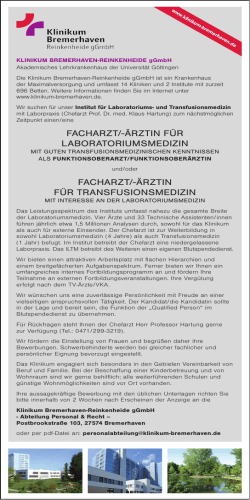 FACHARZT/-ÄRZTIN FÜR LABORATORIUMSMEDIZIN FACHARZT