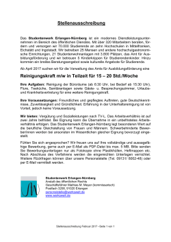 Reinigungskraft m/w in Teilzeit - Studentenwerk Erlangen