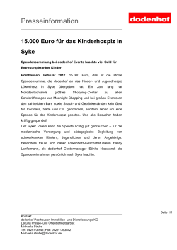 15.000 Euro für das Kinderhospiz in Syke