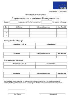 Wechselkennzeichen Freigabeansuchen