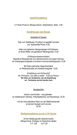 Speisekarte - Einhorn Oppenweiler