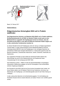 Eidgen&ouml;ssisches Schwingfest 2022 soll in Pratteln stattfinden