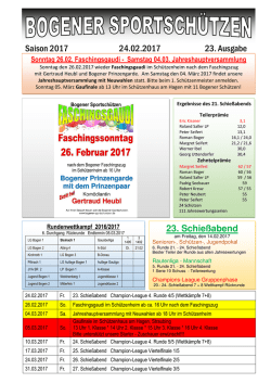 Saison 2017 24.02.2017 23. Ausgabe 23. Schießabend