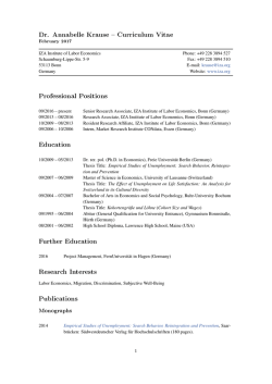Dr. Annabelle Krause Curriculum Vitae Professional Positions