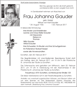 Frau Johanna Gauder