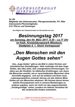 Einladung zum Besinnungstag 2017