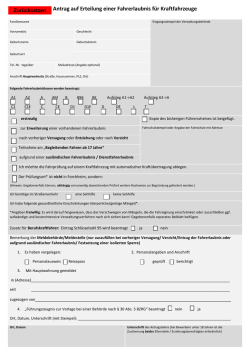 Antrag auf Erteilung einer Fahrerlaubnis für Kraftfahrzeuge