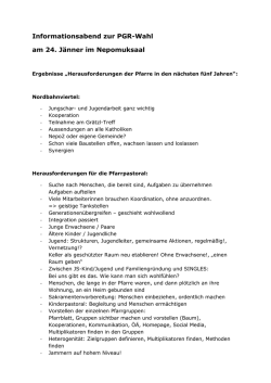 Einige Ergebnisse des Informationsabends
