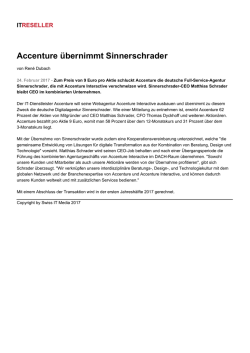 Accenture übernimmt Sinnerschrader