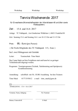 Tennis-Wochenende 2017 - Tenniszentrum Niddapark Frankfurt