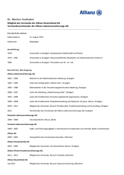 Dr. Markus Faulhaber Mitglied des Vorstands der Allianz