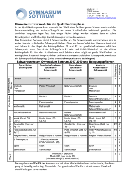 Hinweise zur Kurswahl f&uuml;r die Qualifikationsphase Schwerpunkte