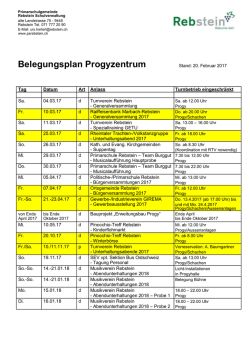 Belegungsplan Progyzentrum