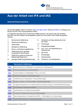 Informationsbl&auml;tter "Aus der Arbeit von IFA und IAG