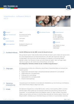 Integrationskurs - Aufbaukurs Modul 4 (A2.2)
