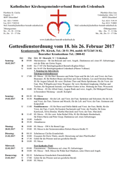 Gottesdienstordnung vom 18. bis 26. Februar 2017