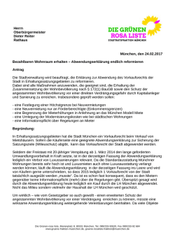 Herrn Oberb&uuml;rgermeister Dieter Reiter Rathaus