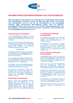 Information zum Nebenverdienst bei Leistungsbezug