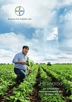 Hinweise zur ordentlichen Hauptversammlung 2017 der Bayer AG