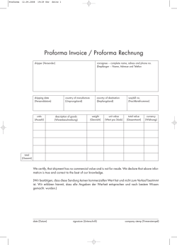 Proforma Invoice / Proforma Rechnung