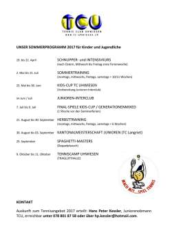 Jahresprogramm Junioren 2017