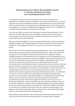 Stellungnahme der Fraktion Bündnis90/Die Grünen im Rat der