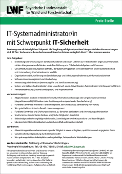 IT-Systemadministrator/in - Bayerische Landesanstalt f&uuml;r Wald und