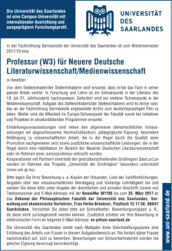 für Neuere Deutsche Literaturwissenschaft/Medienwissenschaft