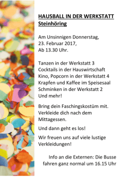 Hausball in der Werkstatt Steinh&ouml;ring