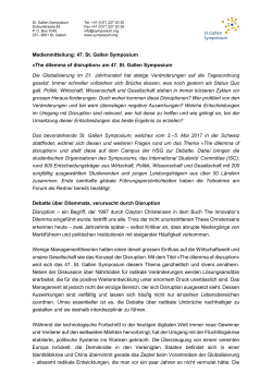 Medienmitteilung: 47. St. Gallen Symposium «The dilemma of