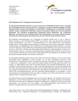 Das Programm von L`immagine e la parola 2017