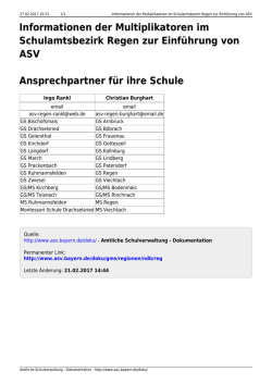 Informationen der Multiplikatoren im Schulamtsbezirk - ASV