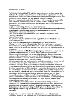 Haushaltsrede der PFB 2017