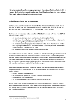 Hinweise zu den Praktikumsregelungen zum Erwerb der