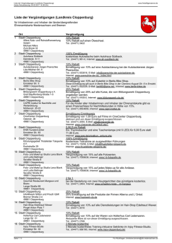 Liste der Vergünstigungen (Landkreis Cloppenburg)