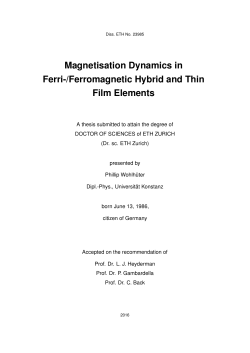 Magnetisation Dynamics in Ferri-/Ferromagnetic - ETH E
