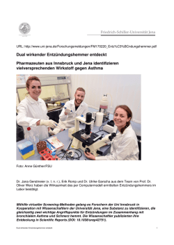 Dual wirkender Entz&uuml;ndungshemmer entdeckt Pharmazeuten aus