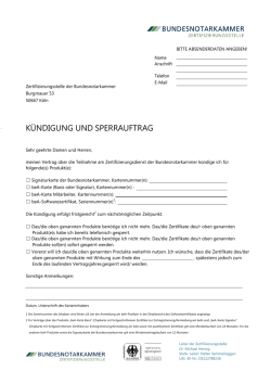 K&uuml;ndigungsformular - beA-Karte