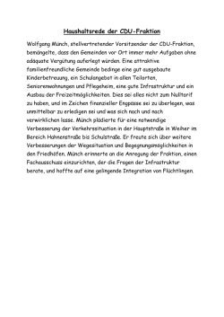 Haushaltsrede der CDU-Fraktion - Gemeinde Ubstadt