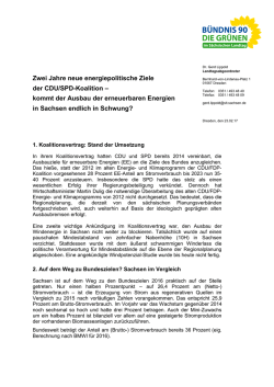 Zwei Jahre neue Energiepolitische Ziele der CDU/SPD