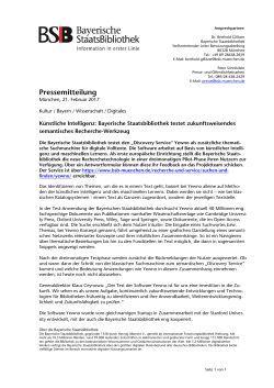 Pressemitteilung - Bayerische Staatsbibliothek