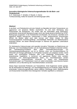 Innovative tribologische Untersuchungsmethoden f&uuml;r die Bohr