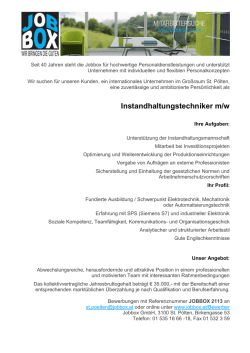 Instandhaltungstechniker m/w