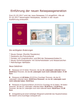 Einf&uuml;hrung der neuen Reisepassgeneration