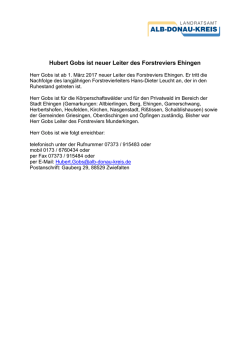 Hubert Gobs ist neuer Leiter des Forstreviers - Alb-Donau
